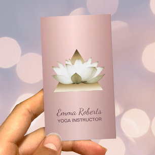 Yoga Instructor Modern Lotus Triangle Ro Guld Visitkort