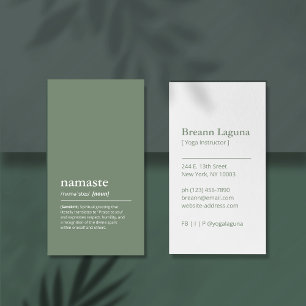 Yoga Instructor Namaste Sage Grönt Modern Visitkort