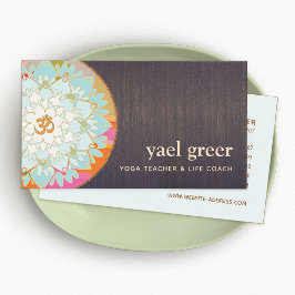 Yoga Instructor OM Symbol Lotus Mandala Art Visitkort