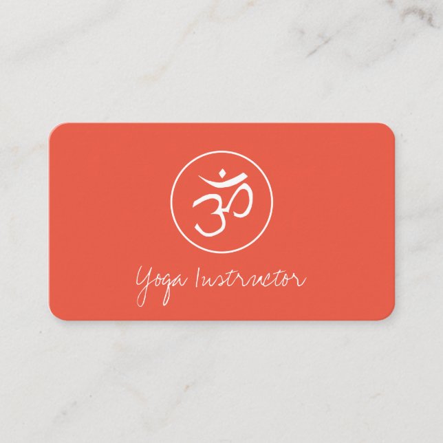 Yoga Instructor Om Symbol Peach Simple Visitkort (Framsida)