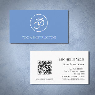 Yoga Instructor Om Symbol Simple Blue Visitkort