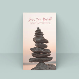Yoga Instructor Peach Rosa Zen Stones Meditation Visitkort