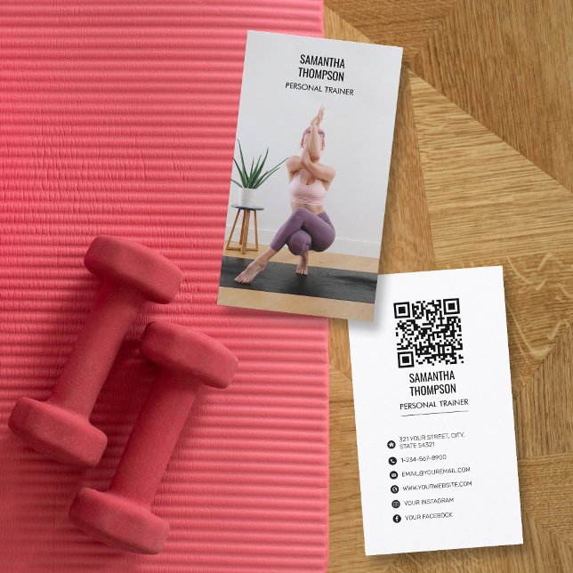 Yoga Instructor Personal Trainer Fitness Photo Visitkort (Skapare uppladdad)