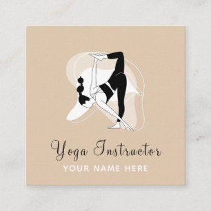 Yoga Instructor Pilates Woman Stretch Illustration Fyrkantigt Visitkort