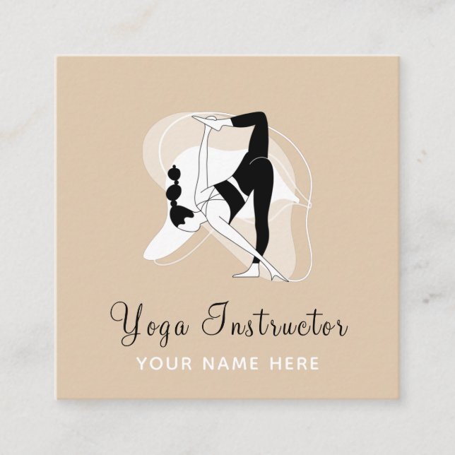 Yoga Instructor Pilates Woman Stretch Illustration Fyrkantigt Visitkort (Framsida)
