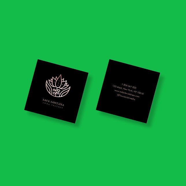 Yoga Instructor Ro Guld Glitter Lotus Flower Fyrkantigt Visitkort (Skapare uppladdad)