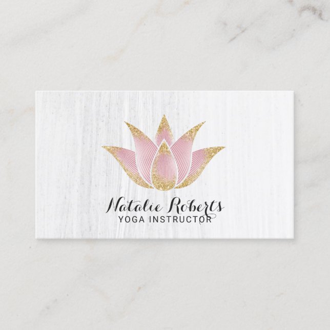 Yoga Instructor Ro Guld Lotus Flower Salon Spa Visitkort (Framsida)