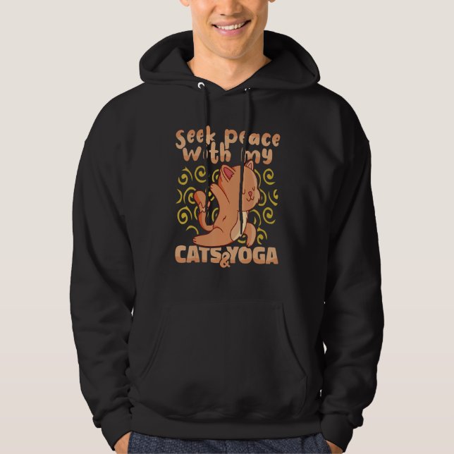 Yoga Instructor Seek Peace with my Cats and Yoga M Hoodie (Framsida)