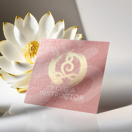 Yoga Instructor Silver Guld Meditation Pose ZEN OM Fyrkantigt Visitkort