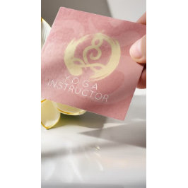 Yoga Instructor Silver Guld Meditation Pose ZEN OM Fyrkantigt Visitkort