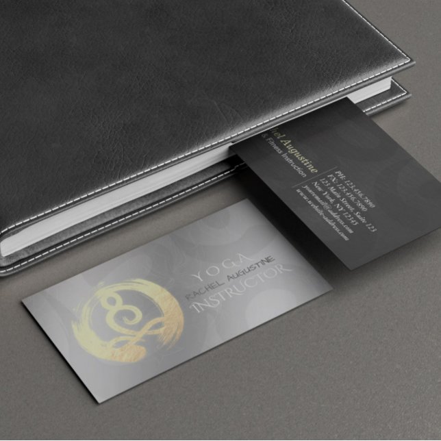 Yoga Instructor Silver Guld Meditation Pose ZEN OM Visitkort (Skapare uppladdad)