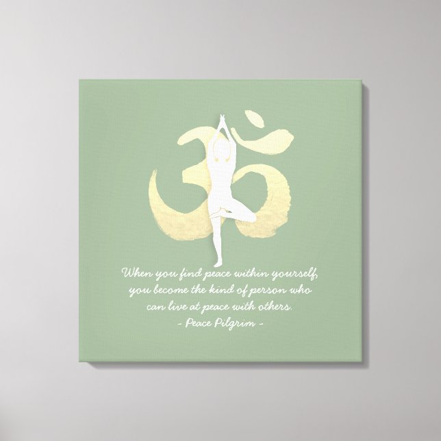 Yoga Instructor Studio citerar Träd Pose OM-symbol Canvastryck (Framsida)