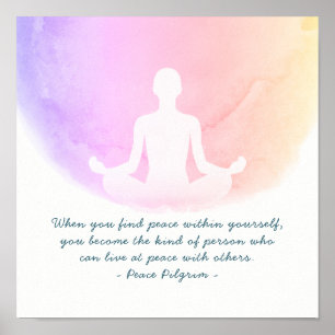 Yoga Instructor Studio Meditation Easy Pose Citate Poster