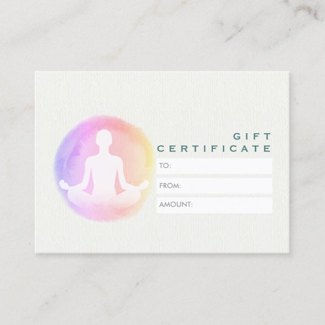 Yoga Instructor Studio Meditation Gift Certificate Rabattkort (Framsida)
