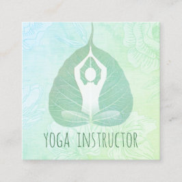 Yoga Instructor Studio Meditation Pose Bodhi Löv Fyrkantigt Visitkort