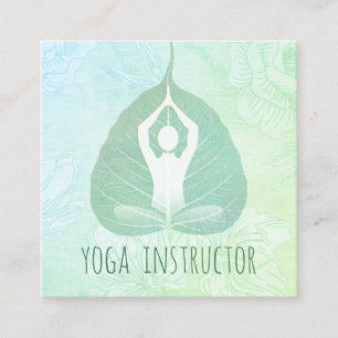 Yoga Instructor Studio Meditation Pose Bodhi Löv Fyrkantigt Visitkort