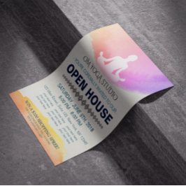 Yoga Instructor Studio Meditation Pose Open House Reklamblad