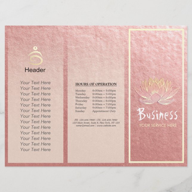 Yoga Instructor Studio Tri-Fold Brochure Lotus (Framsida)
