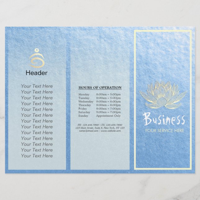 Yoga Instructor Studio Tri-Fold Brochure Lotus (Framsida)