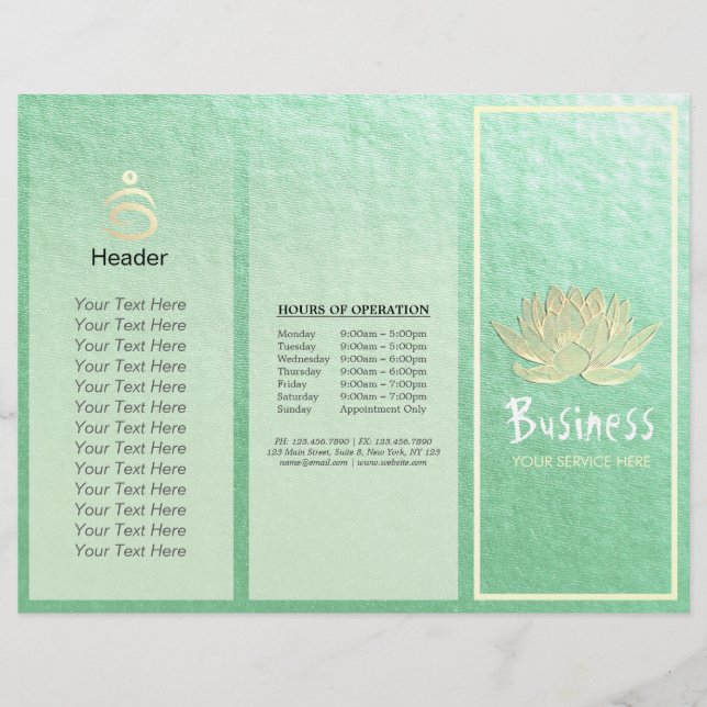 Yoga Instructor Studio Tri-Fold Brochure Lotus (Framsida)