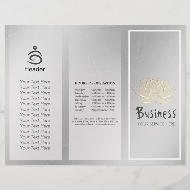 Yoga Instructor Studio Tri-Fold Brochure Lotus (Framsida)