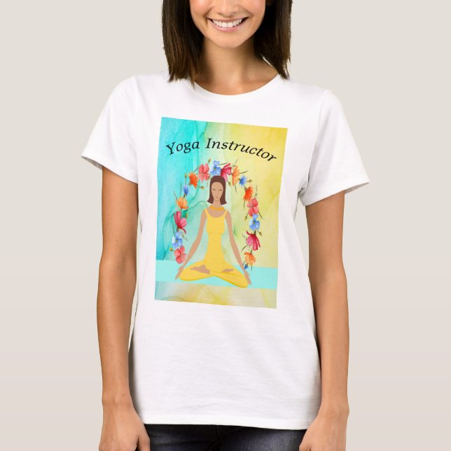 Yoga Instructor Tee Shirt Gult Design (Framsida)