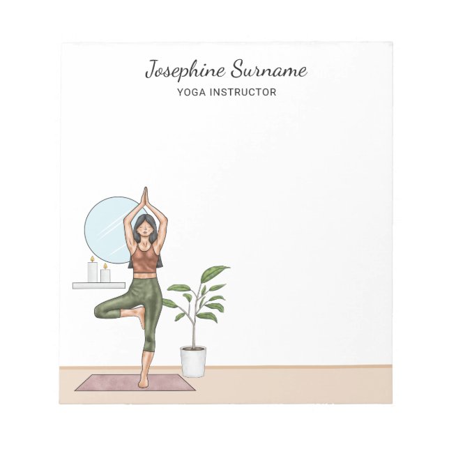 Yoga Instructor Träd Pose Workout Fitness Woman Anteckningsblock (Framsida)