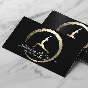 Yoga Instructor Zen Circle Hälsa Spa Black Guld Visitkort