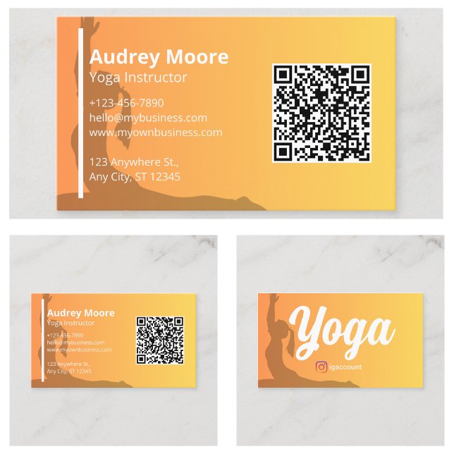 Yoga-instruktionsmallar QR-kod Visitkort (Yoga Instructor Templates QR Code Business Card
)