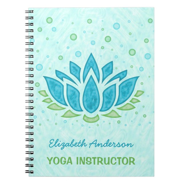 Yoga-instruktör| Blått Lotus Flower Zen Meditation Anteckningsbok Med Spiral (Framsidan)