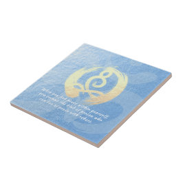 Yoga Instruktor Blue & Guld Meditation Pose Citat Kakelplatta