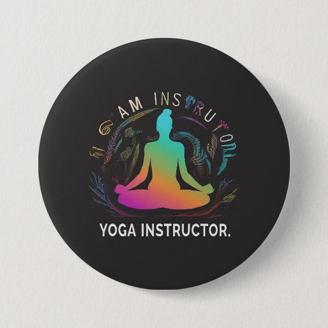 Yoga Instruktor-Designad Round Knapp (Framsida)