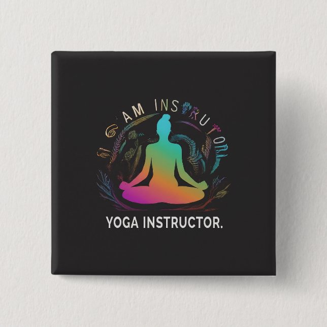 Yoga Instruktor-Designad Square Knapp (Framsida)