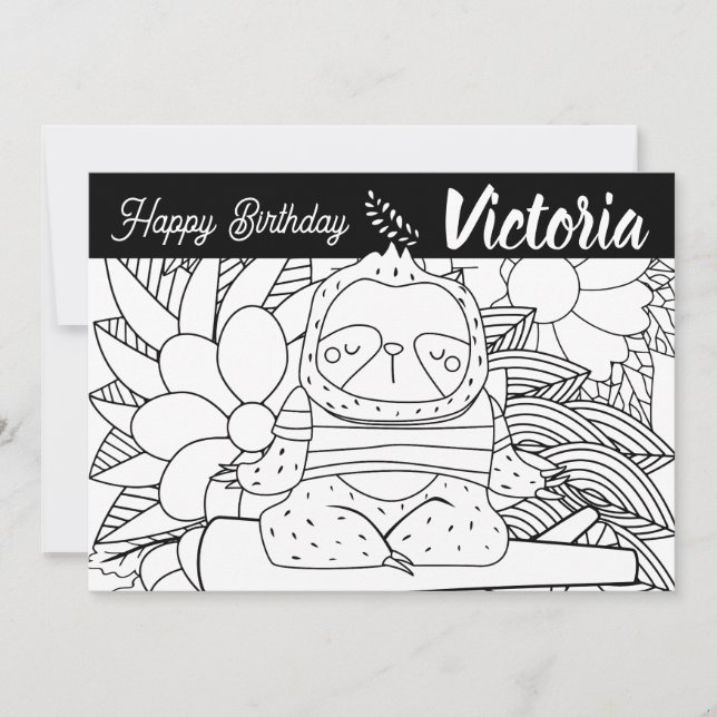 Yoga Instruktör Dovendyrsdag Blommig Färgning Julkort (Framsida)