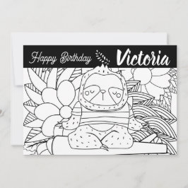 Yoga Instruktör Dovendyrsdag Blommig Färgning Julkort