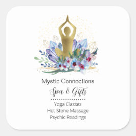 Yoga Instruktör Energi Helare Kristaller Reiki Spa Fyrkantigt Klistermärke