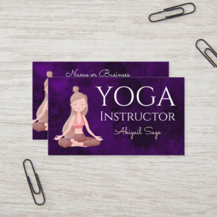 Yoga Instruktör för vacker Lila Meditating Girl Visitkort