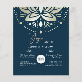 Yoga Instruktör Klasser Gold Lotus Mandala Blomma Flygblad