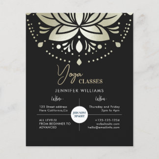 Yoga Instruktör Klasser Gold Lotus Mandala Svart Flygblad