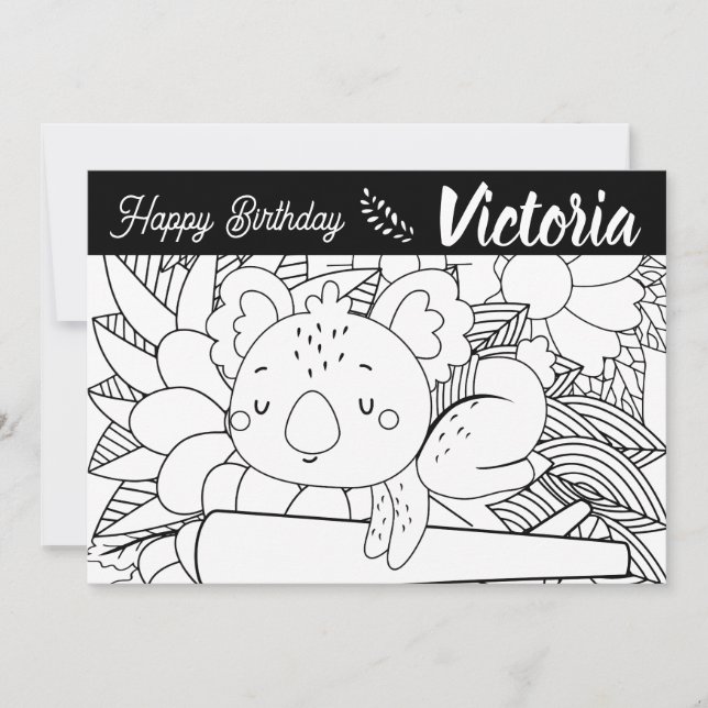 Yoga Instruktör Koala Födelsedag Blommig Färgning Julkort (Framsida)