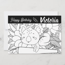 Yoga Instruktör Koala Födelsedag Blommig Färgning Julkort