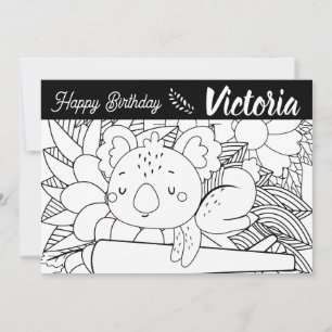 Yoga Instruktör Koala Födelsedag Blommig Färgning Julkort