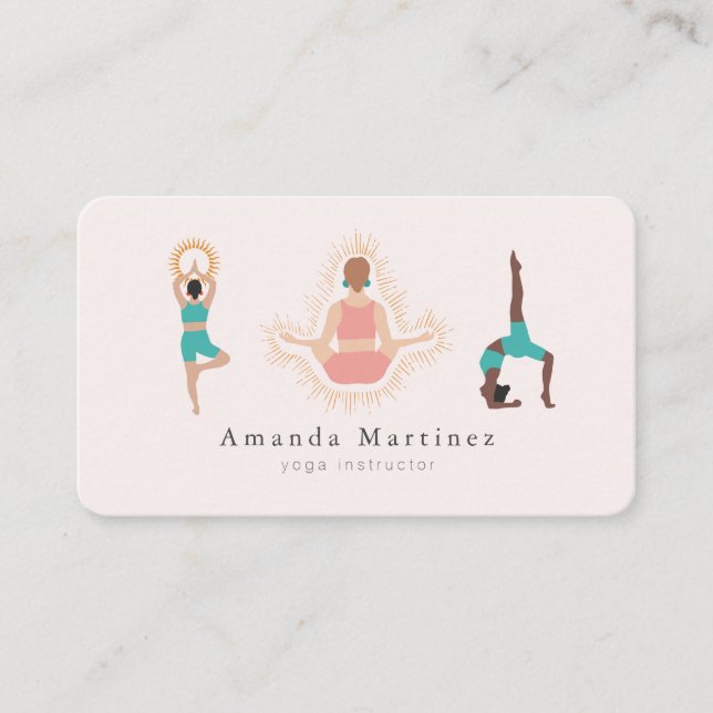 Yoga-instruktör Kvinnor Träd Ljus rosa Visitkort (Framsida)
