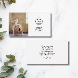 Yoga Instruktör Lärare Anpassad Logo Foto Vitt Visitkort