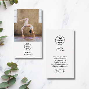 Yoga instruktör lärare anpassad logotyp foto vitt visitkort