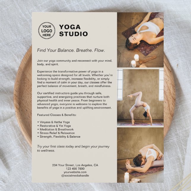 Yoga Instruktör Lärare PR Business Reklamblad (Yoga Instructor Teacher Promotional Business Flyer)
