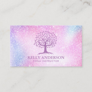 Yoga-instruktör Life Träd Modern Pastel Glitter Visitkort