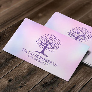 Yoga Instruktör Life Träd Watercolor Rosa Ombre Visitkort