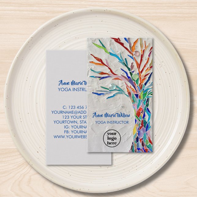 Yoga-instruktör Livets träd Logotyp Affärskort Visitkort (Skapare uppladdad)