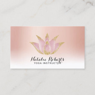 Yoga Instruktör Lotus Ro Guld Pastel Salon Spa Visitkort